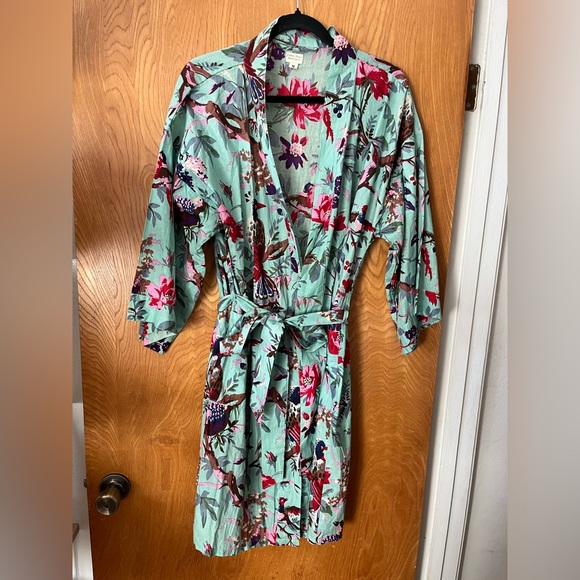 Little Tibet Boutique 100% cotton Floral Kimono Robe 12 - Picture 2 of 9